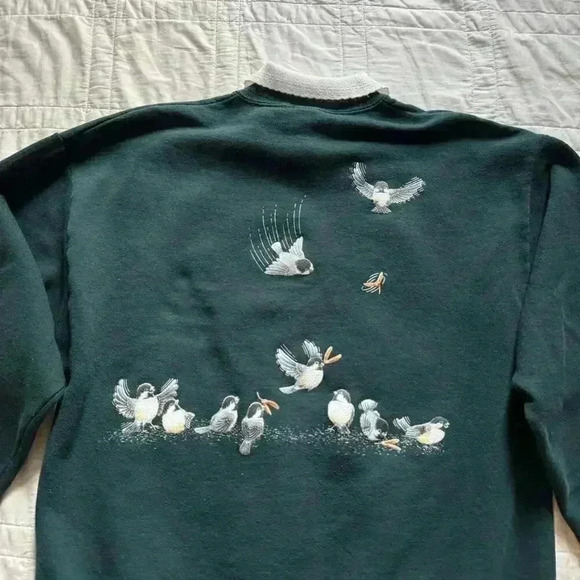 Vintage collared graphic sweatshirt autumn fall theme women’s size large grandma - Picture 6 of 8